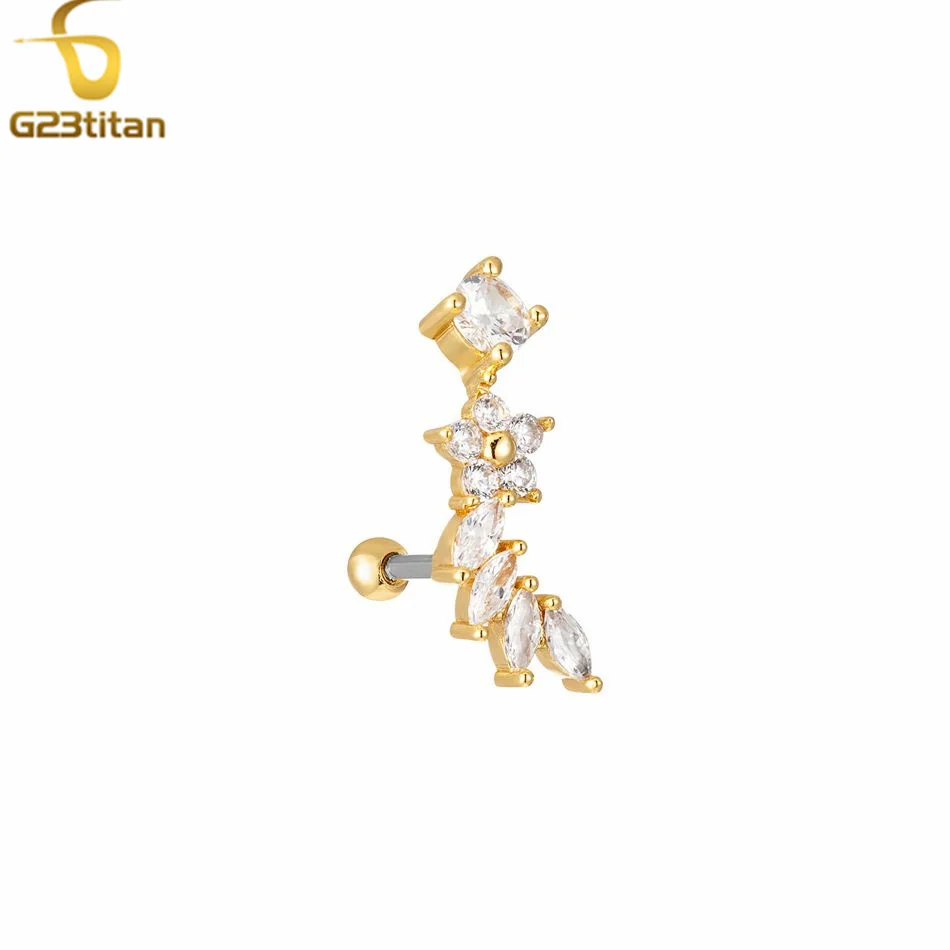 16G Titanium Pole Ear Stud For Women Men Fashion Shiny Classic Zircon 3 Color Anti Allergic Piercing Stud Earrings Jewelry Gifts image 3