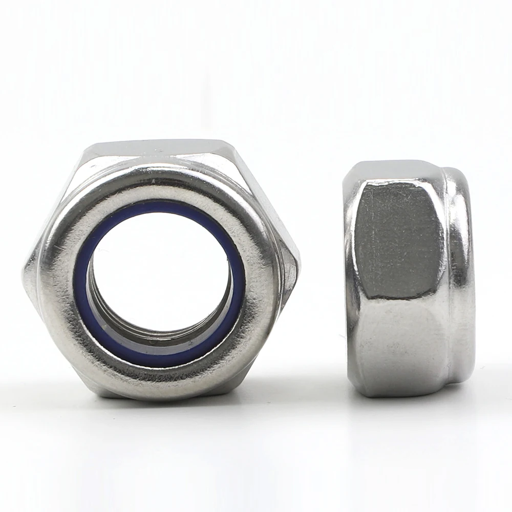 Left Thread Nylon Insert Locknut 304 Stainless Steel M4 M5 M6 M8 M10 M12 Reverse Rotate Hexagon Nylon Insert Self Lock Nut