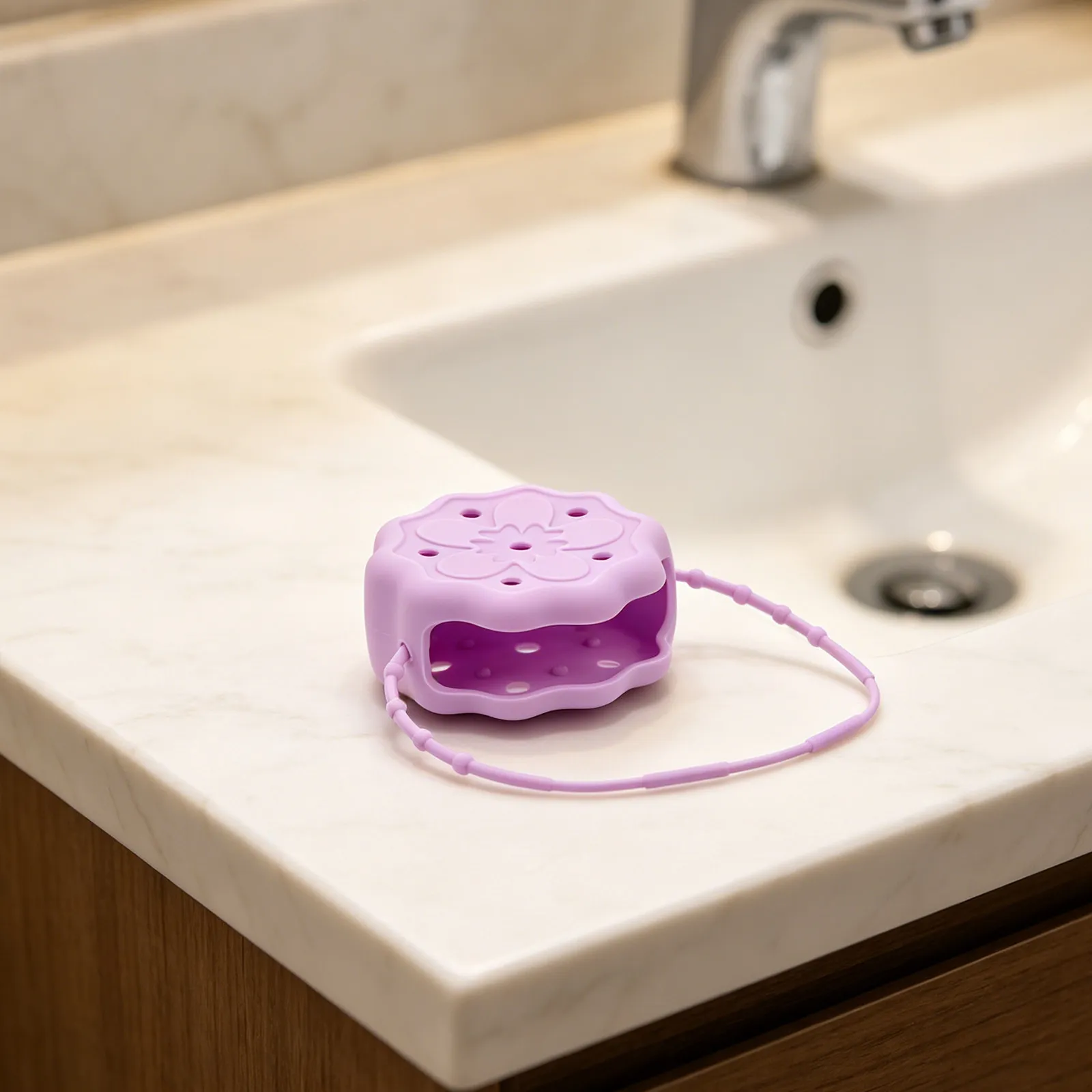 Silicone Shower Steamer Holder Purple Hanging Essential Oil Tablet Tray Bathroom Aromatherapy Shower Melt Organizer Spa