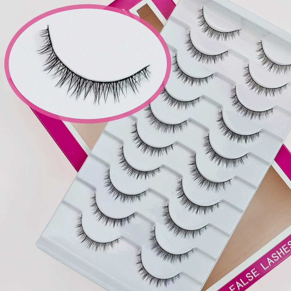 Xuanfeiwu Naturale Stile Corto Senza Trucco Look Ciglia a Striscia Completa Sparse Ultra-Naturale Realistico di Un Pezzo Aspetto Naturale Ciglia Finte Autoapplicazione Fai da Te per Principianti Ciglia per Trucco Leggero