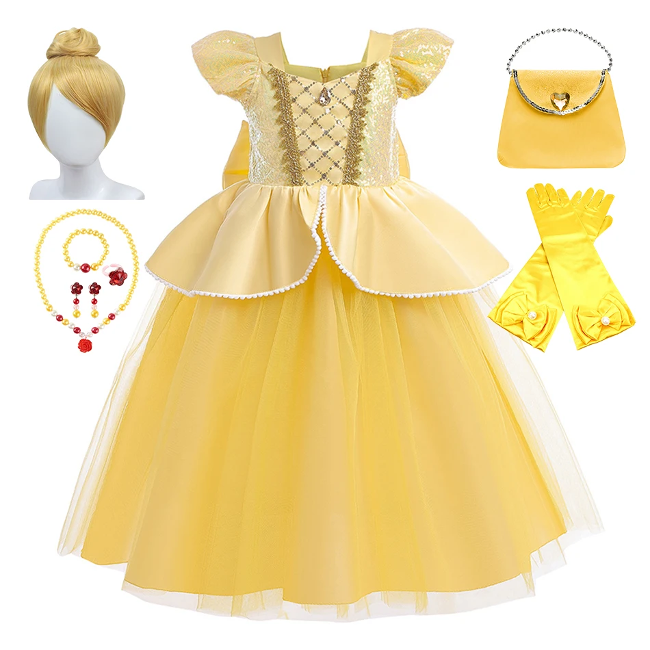 

Girls Christmas Fancy Gown Clothes Child Cinderella Queen Dresses Halloween Costumes Kids Rapunzel Bell Princess Cosplay Dress