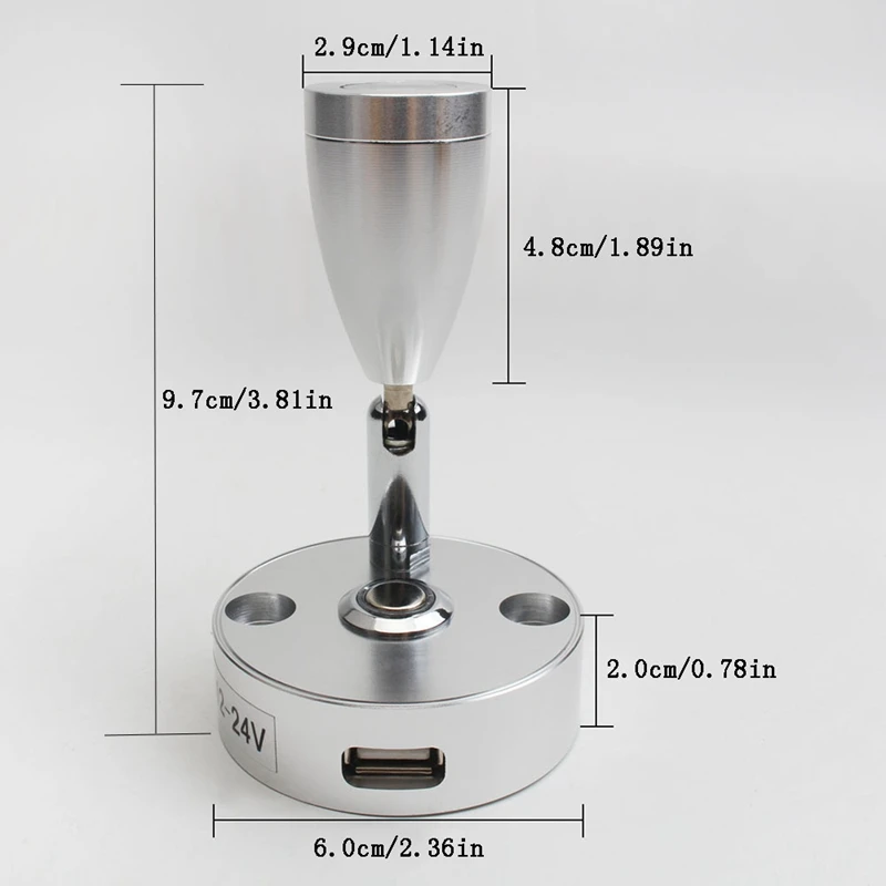 RV LED Spot Reading Lamps, 12V Interior Spotlight Contact Switch With USB Interface For Caravan, Boat, Motorhome