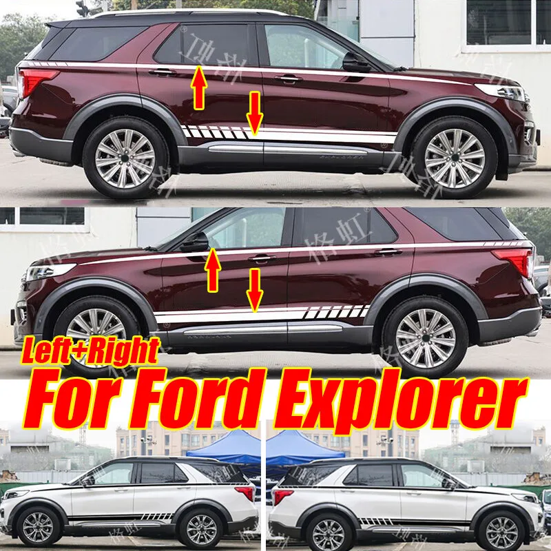 

4PCS Car Door Side Stripe Graphics Vinyl Film Sticker For Ford Explorer 2020-23