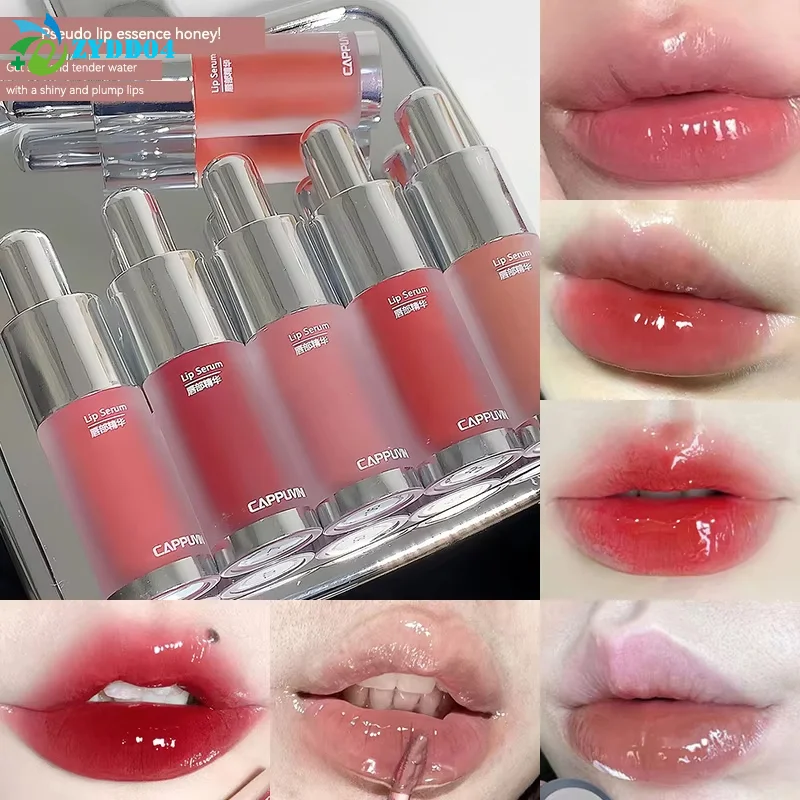 ● Cappuvini garrafa de bebê brilho labial espelho hidratante acabamento não pegajoso brilho labial com efeito de vidro para lábios tipo gelatina, 1 peça