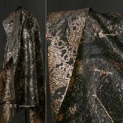 Black Thorn Gold Spray Painting Splash Ink Texture Jacquard Double-sided Flash Technology Creative Fabric Coat
