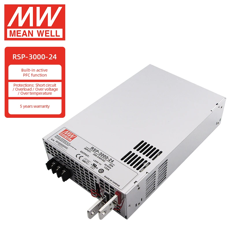 

Горячая продажа MeanWell RSP-3000-24 125A 24V 3000W Блок питания 125A 24V Импульсный источник питания