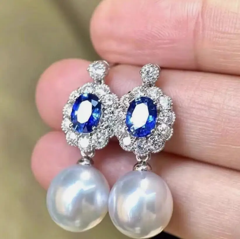 

Великолепные круглые висячие серьги с белым жемчугом Южного моря 10-11 мм 9-10 мм 925s