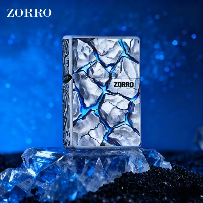 Zorro's New Grinding Wheel Kerosiene Lighter, Thickened Armor Machine, Three-dimensional Crack Design, Retro Windproof