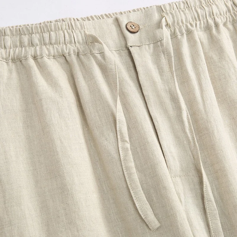 Solid Color Linen Straight-Leg Dress Pants for Men, Spring and Autumn Design, Thin Wide-Leg Casual Pants, Loose Slimming High-Waisted Long Trousers