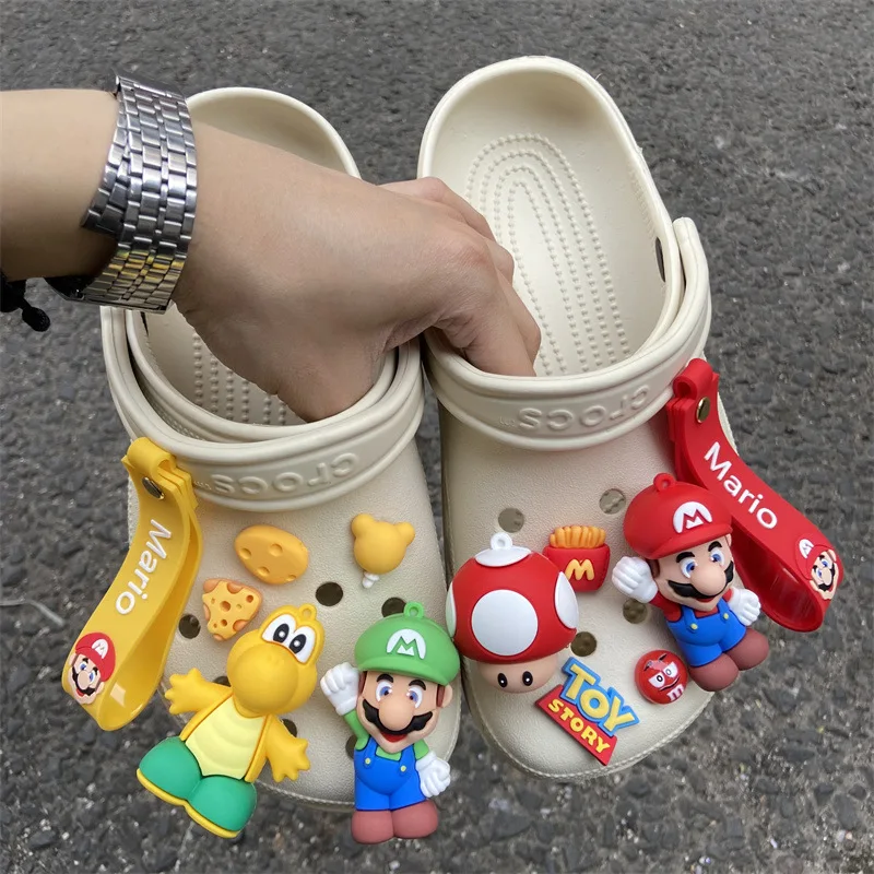 Hebilla de zapatos de dibujos animados de Super Mario Bros, Mario, Luigi, Yoshi, lindo personaje del juego, zapatillas, decoraciones, regalo de