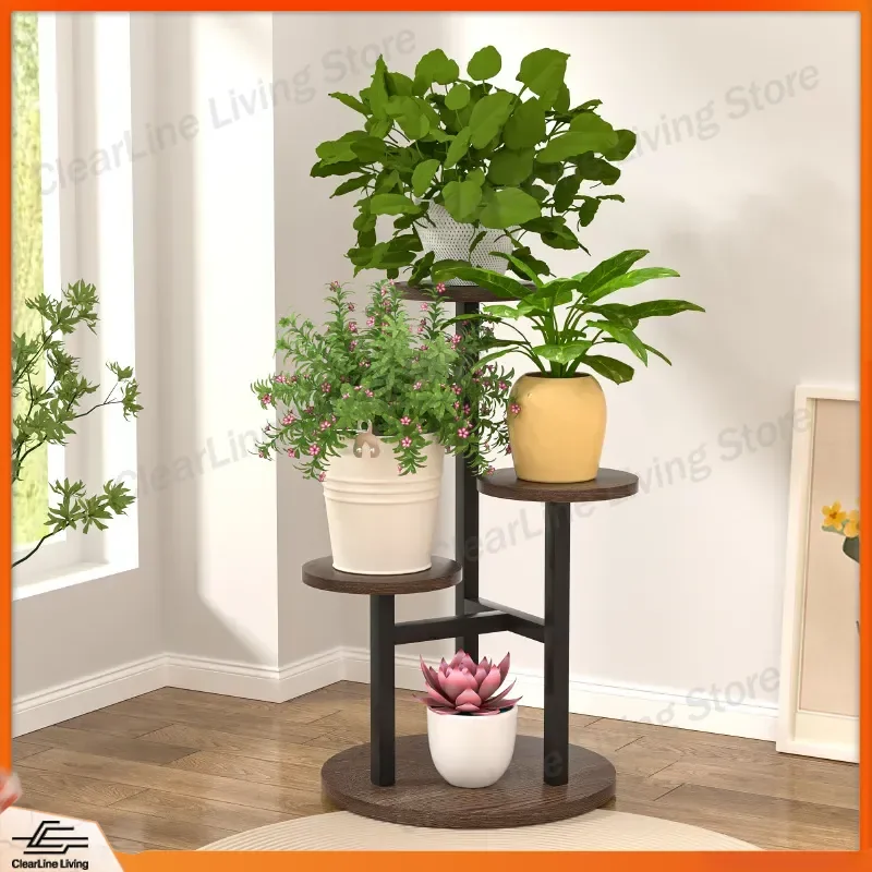 Indoor Flower Rack Living Room Balcony Wrought Iron Plant Stand Household Simple Floor to Ceiling Multi Layer Shelf for Pots