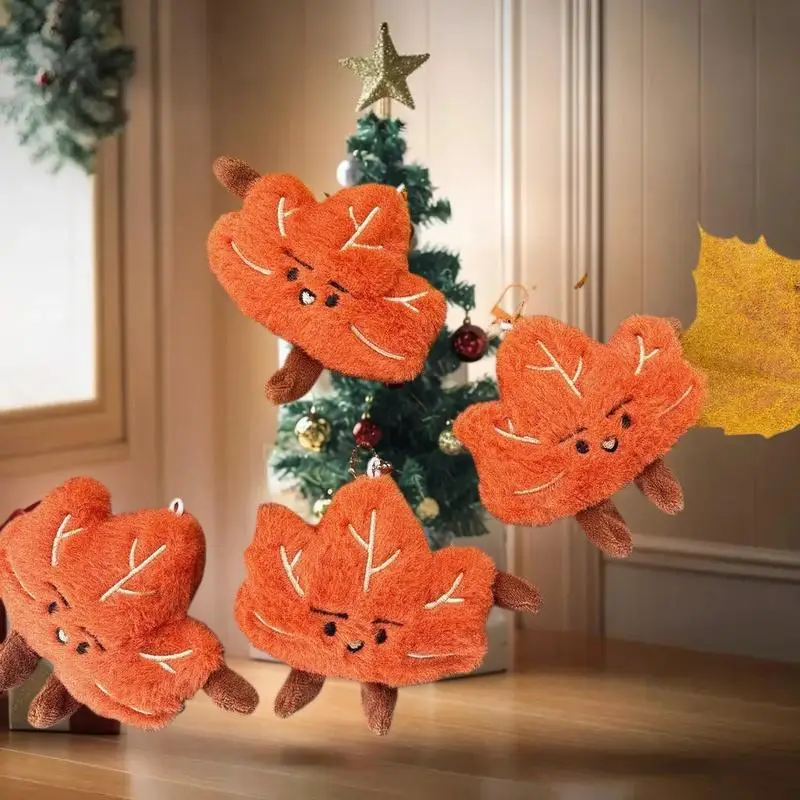 Schattige cartoon esdoornblad pluche sleutelhanger gevulde pop zacht speelgoed cadeau - autosleutelhanger tas charme rugzak decor