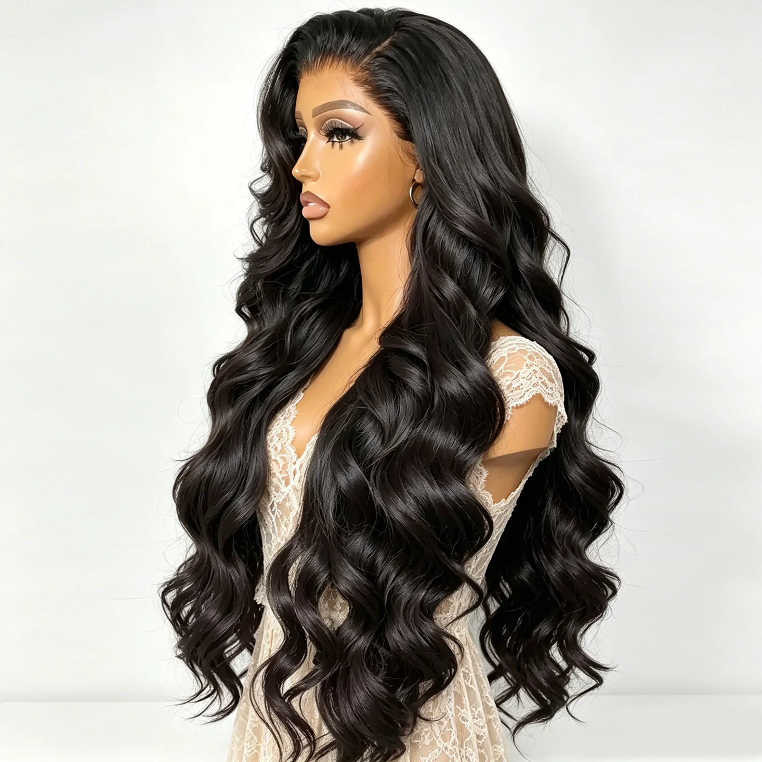

36 Inch Body Wave 13x4 Lace Front Human Hair 200 Density Wavy Wave HD Transparent Lace Frontal Human Hair Wigs for Black Women