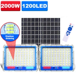 2000W 2head Solar Lights Outdoor Garden LED Refletor Garden Buildings Sunlight Waterproof Lamp Spotlight Emergency Wall Light