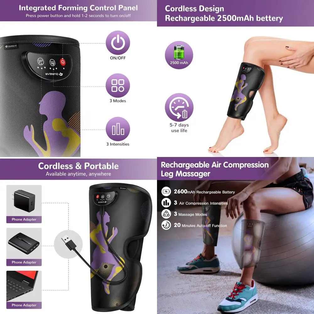 

Portable Cordless Leg Massager for Improved Circulation and Pain Relief, Air Compression Calf Massager, Ideal Gift for Parents a