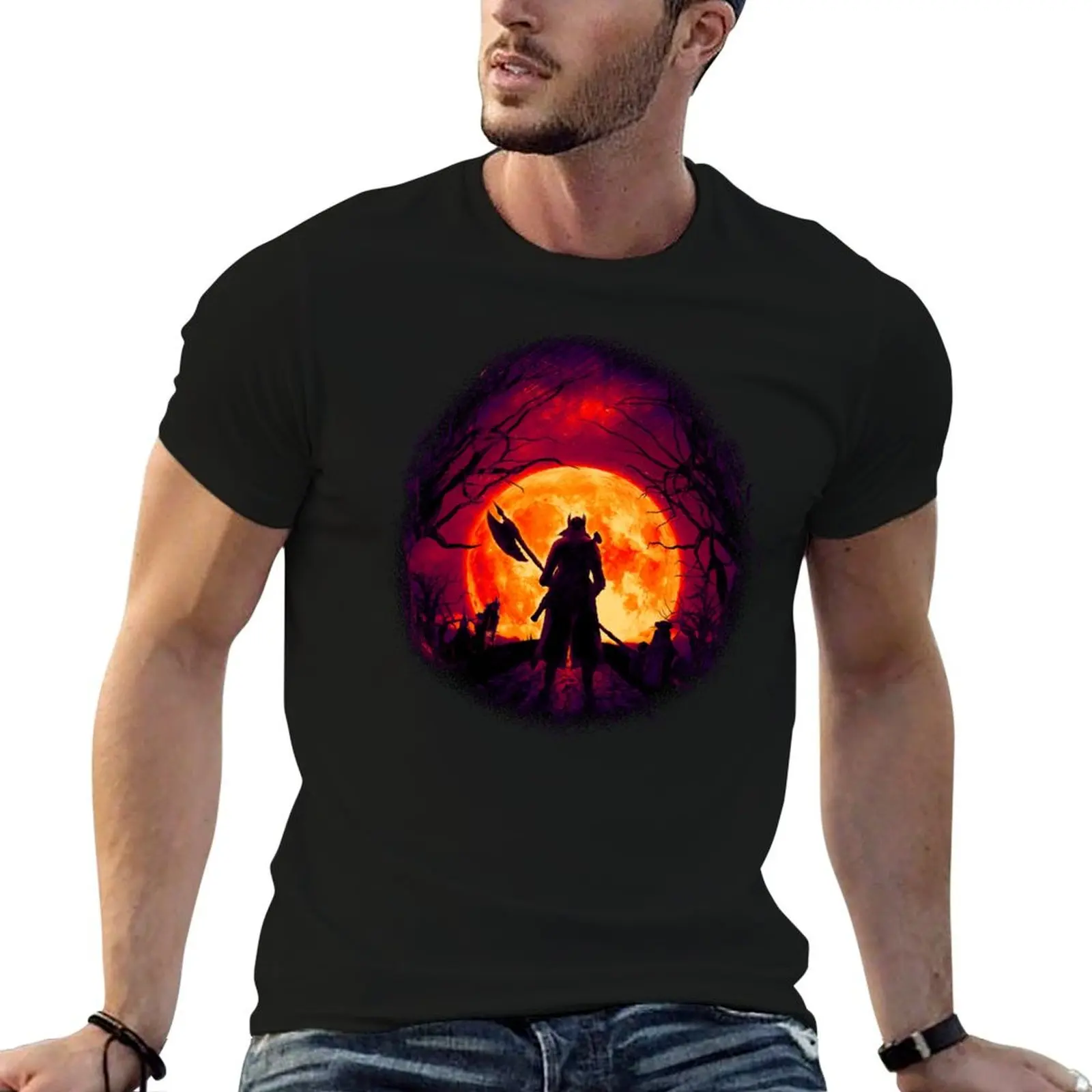 

A Blood Moon's Night (Bloodborne) T-Shirt anime t shirts for man t shirts for man cotton soft funny t shirts dark humor T-shirt