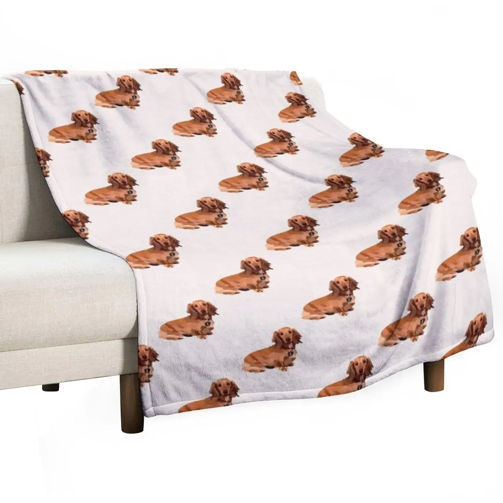 

Long haired dachshund Throw Blanket Travel manga for sofa Thins Blankets