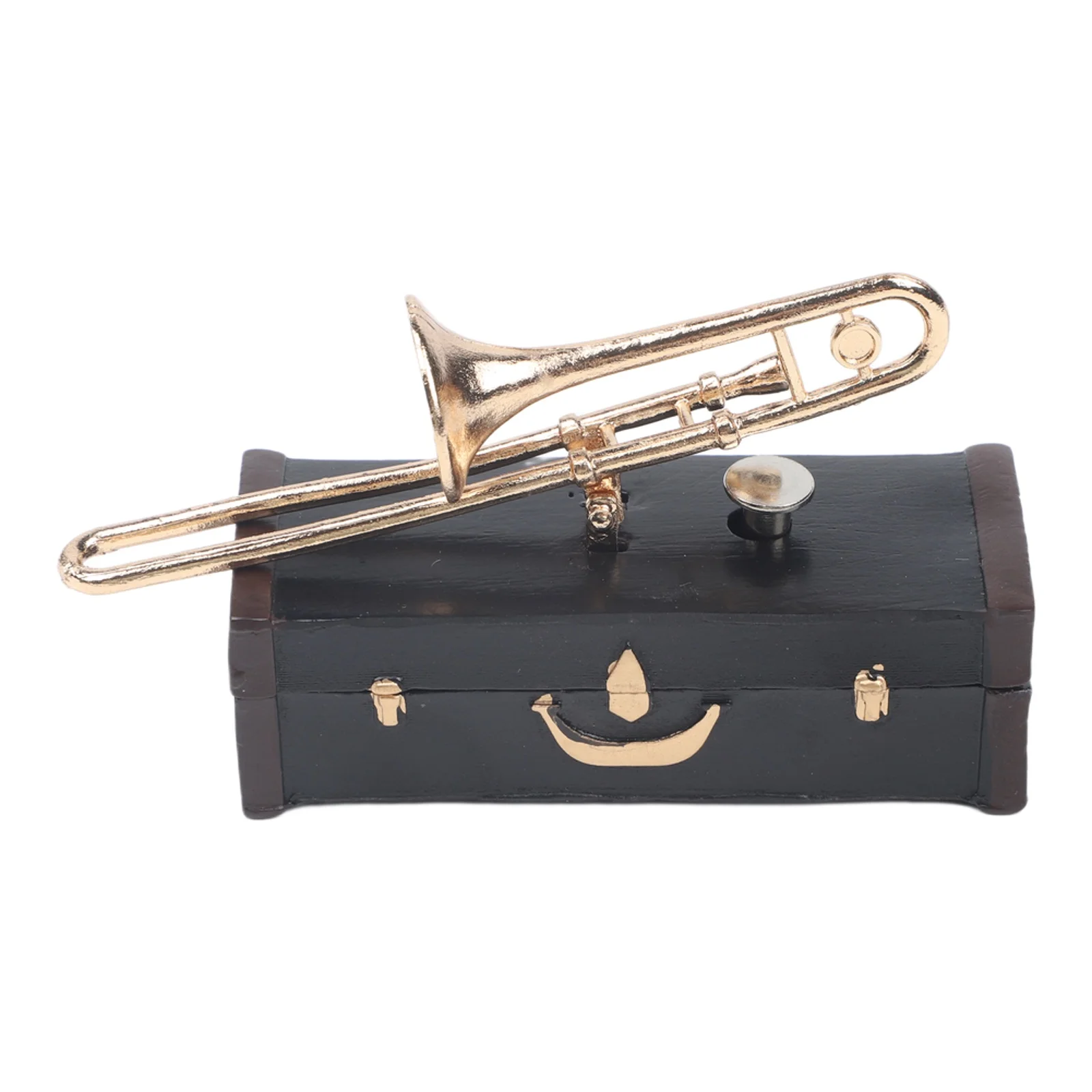 1Pcs Small Retro Music Box Portable Trombone-shaped Music Box Desktop Ornament For Birthdays Weddings And Anniversaries