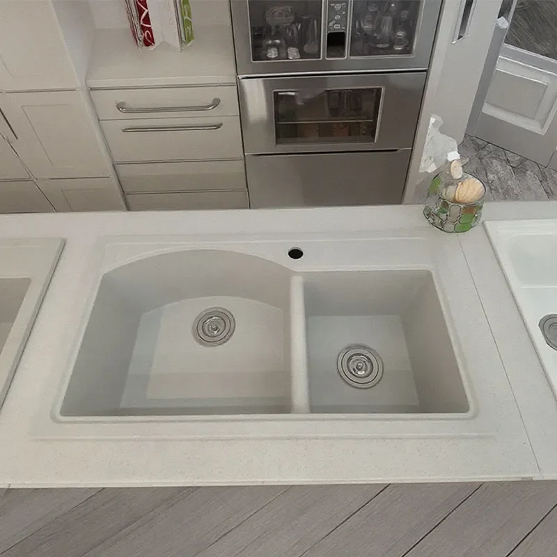 White Double Slot Vegetable Sink Kitchen Household Dishwasher Under Counter Hand Washing Basin Thickened SMC Wear Resistant