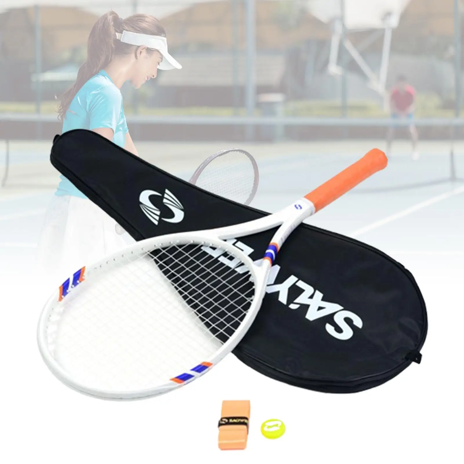 

Теннисная ракетка для тренировок для взрослых, портативная тренировка из углеродного волокна с сумкой для хранения для парка, отдыха, сада, заднего двора