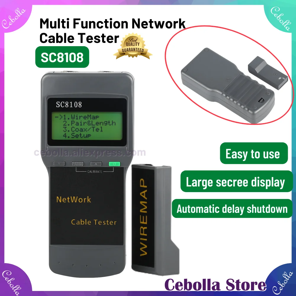 

SC 8108 Portable LCD Network Tester Meter&Meter With LCD Display RJ45& LAN Phone Cable Tester free shipping