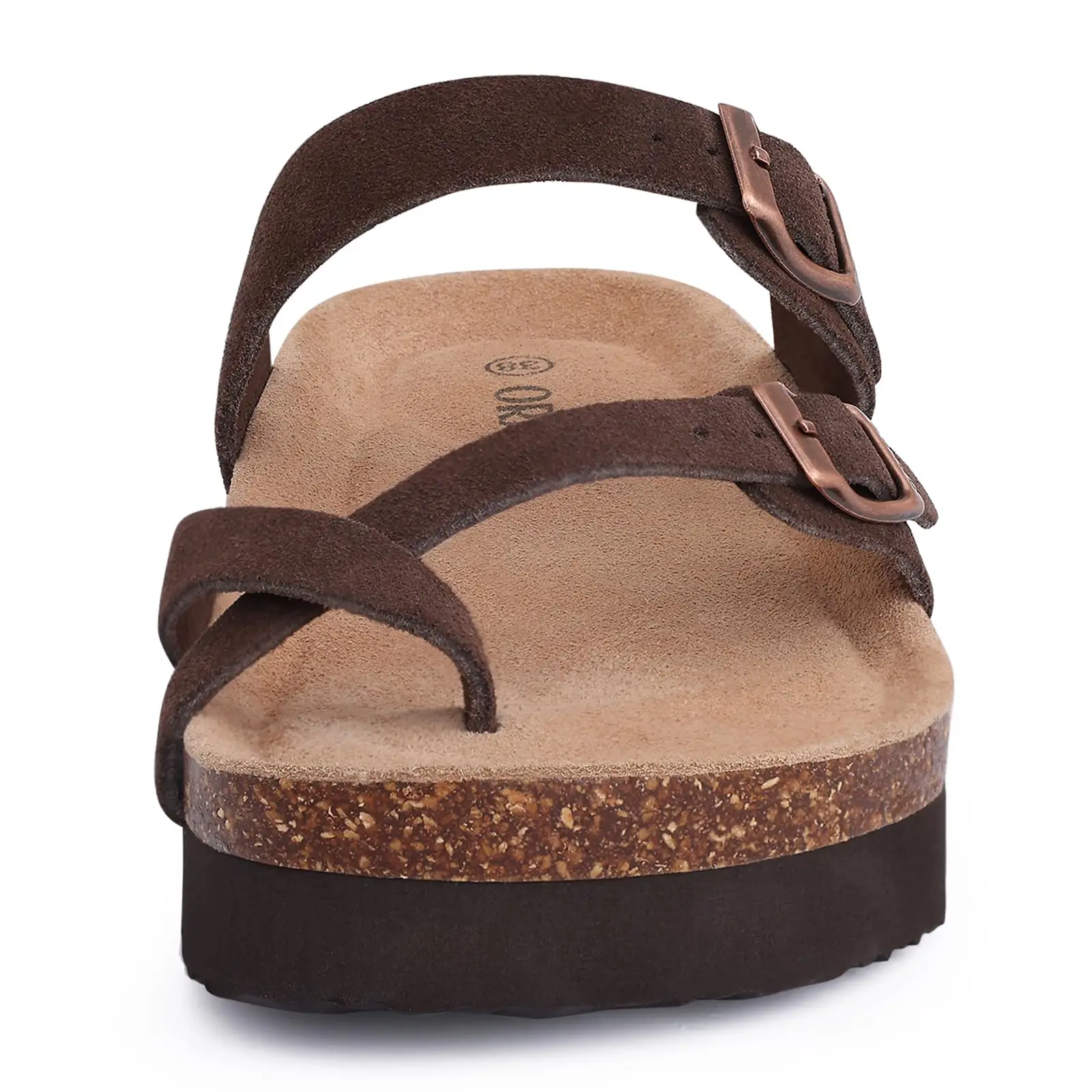 Shevalues Genuine Suede Cork Sandals For Women Fashion Thick Bottom Cork Slippers Summer Open Toe Flat Sandals Beach Slides 2024