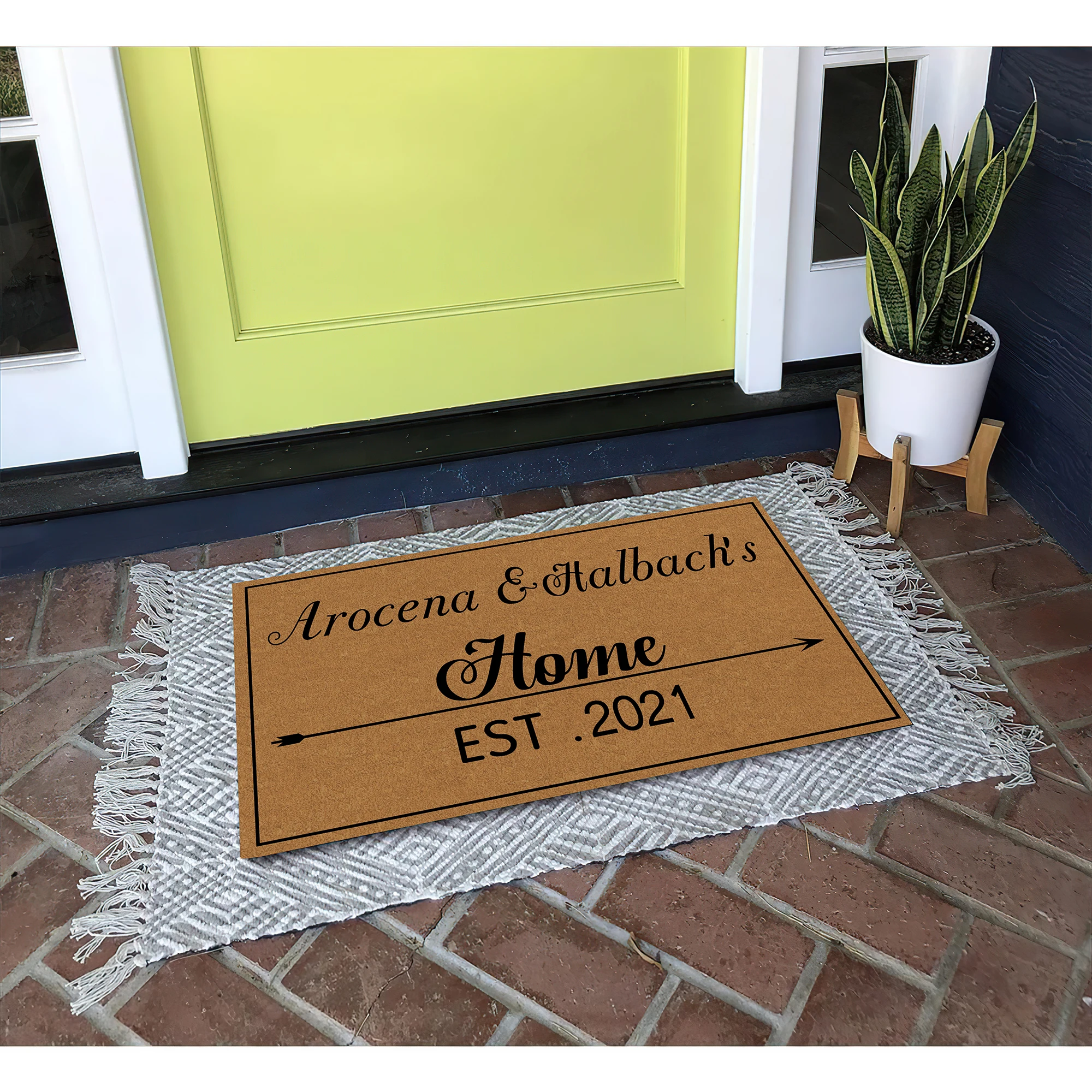 

Custom Family Name Year Home Doormat Non slip Rubber Backing Outdoor Entrance Floor Mat Decorative Rugs Welcome Mat Entryway
