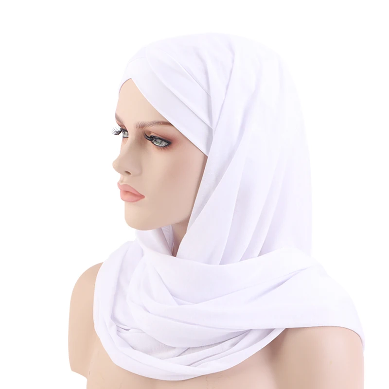 New Instant Hijabs With Cap Plain Hijabs for women Veil Muslim Islamic Hijab Cap Bonnet Scarf Underscarf Caps Cover Headwrap