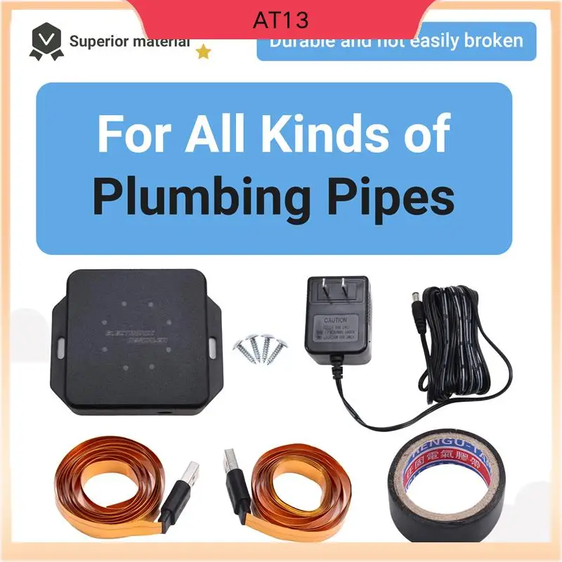 AT13 Electronic Water Descaler System Reduces Limescale Rust And Minerals No Chemical Easy Installation 10W US Plug