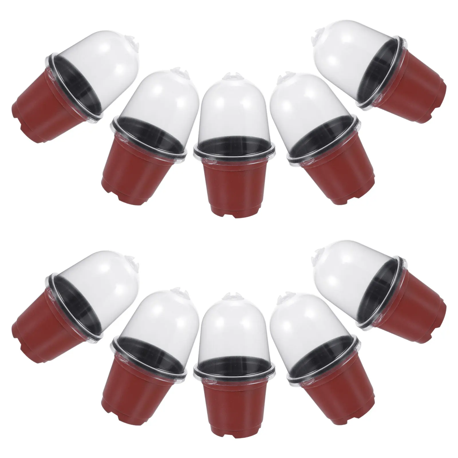 

5pcs Nursery Pots Set Humidity Dome Transparent Home Gardening Flower Cultivation Vegetable Seedling Starter Plastic