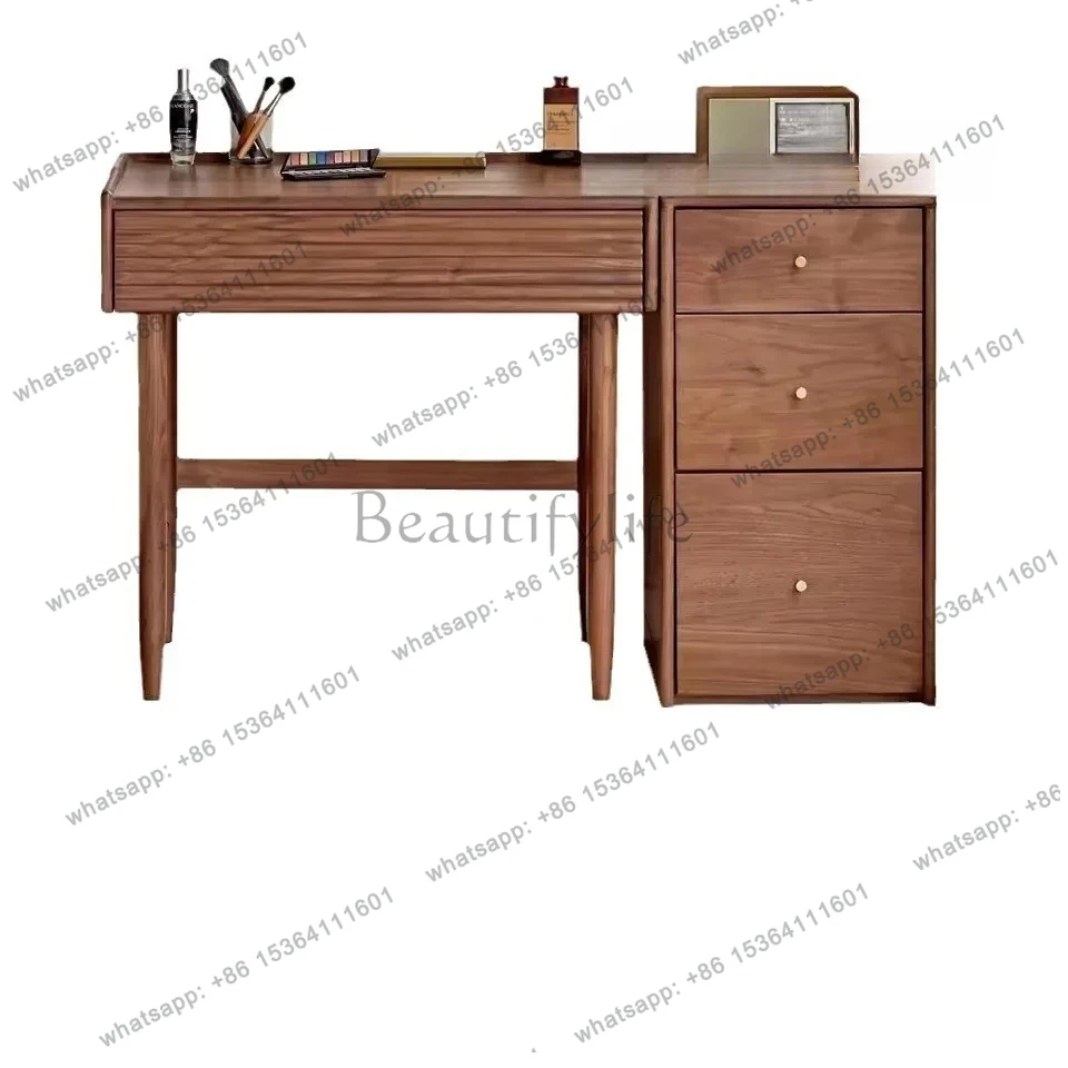 Cherry Wood All Solid Wood Makeup Table Black Walnut Simple Dresser Storage Table Storage Chest