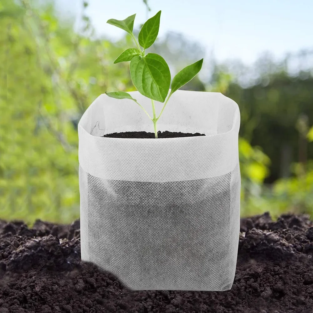 100Pcs Non-woven Fabrics Seeding Bags Biodegradable Nursery Plant Grow Eco-Friendly Bags Flower Planting Bag Gardening Supplies