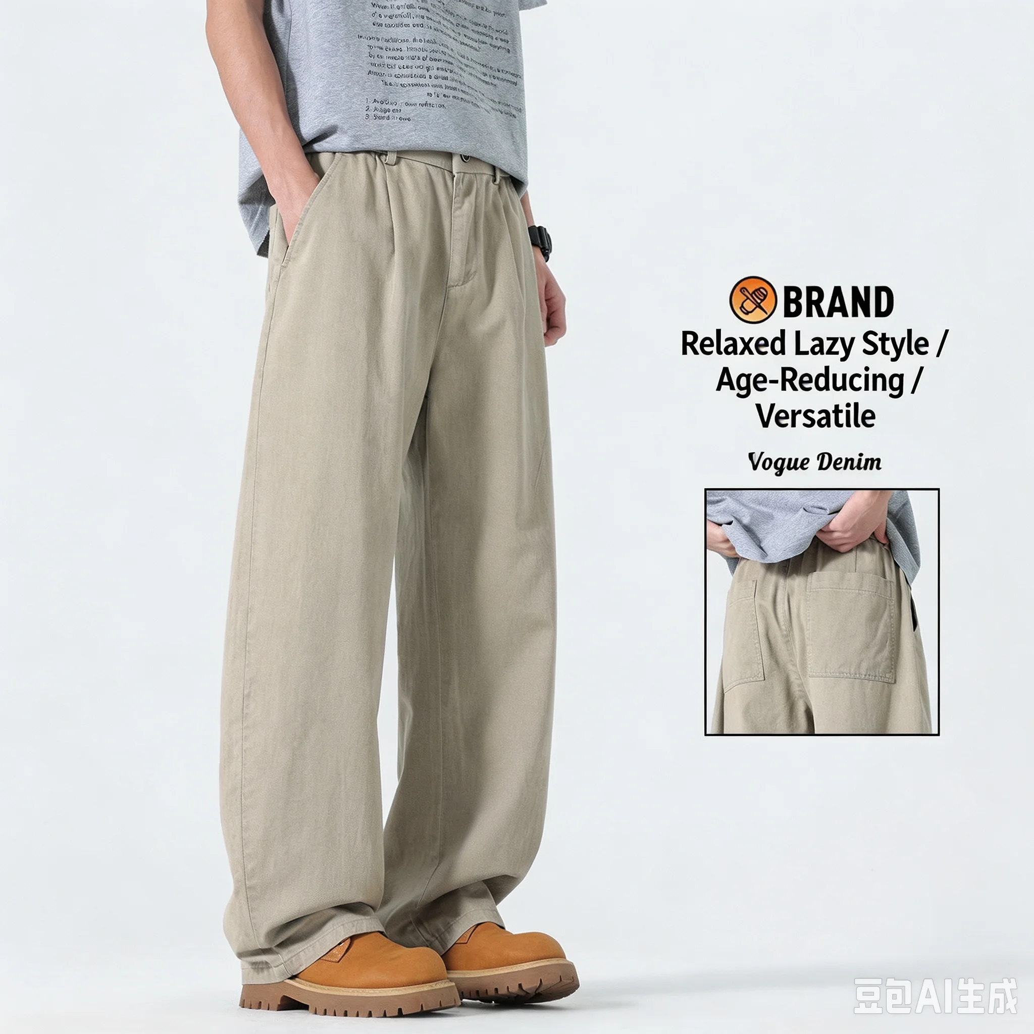 Men's Casual Straight Leg Loose Fit Summer New Style Youth Versatile Thin Fashionable Long Pants Silk Cotton Draped Pants