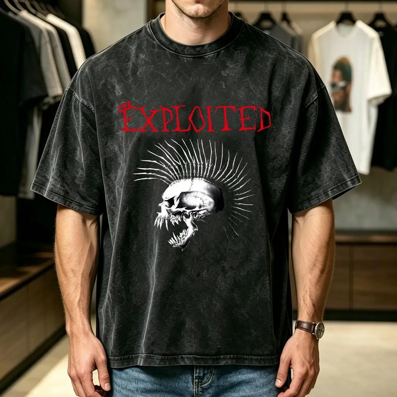 washed T Shirt The Exploited Beat Bastards OFFICIAL vintage Washed Slightly streetwear homme Breathable designer clothes Unisex