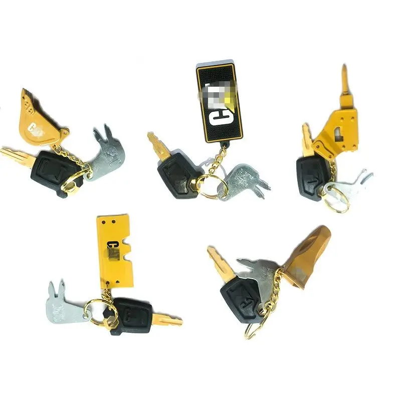 

For Caterpillar Excavator Heavy Equipment Keychain F0002 8H5306 5P8500 Ignition Key with Bucket Key Chain