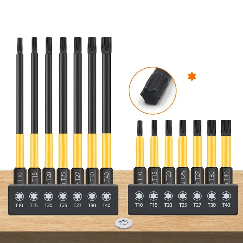 7pcs Magnetic Screwdriver Bit Set Torx Star 1/4 In Hex Shank Electric Screwdriver Bits Cross Head -Impact Screw Driver Bit