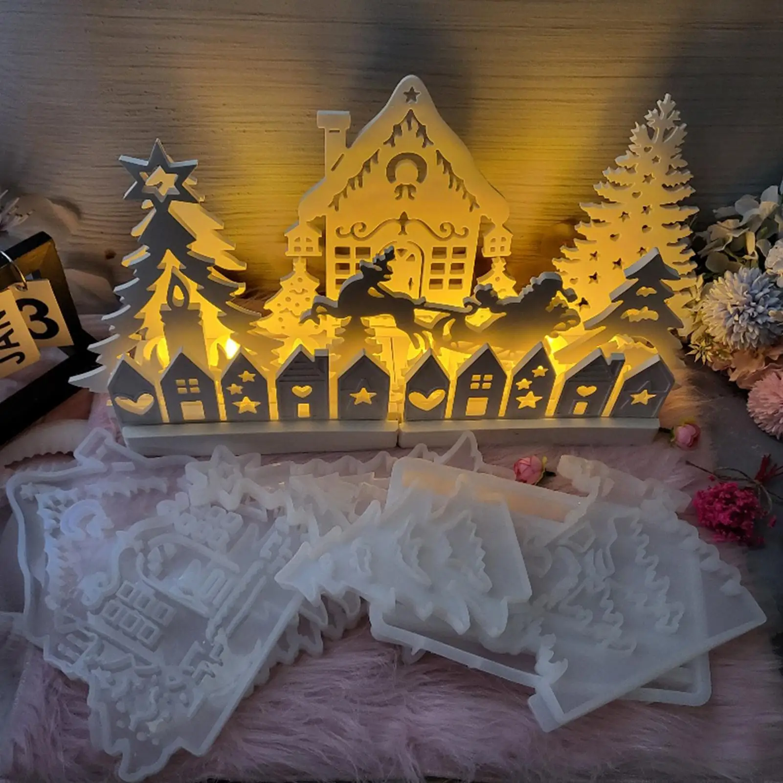 

Рождественские силиконовые формы, 7 шт., цементная форма для рукоделия для дома, легко демонтируемая форма для DIY, штукатурка, цемента, подростков, художественных учителей