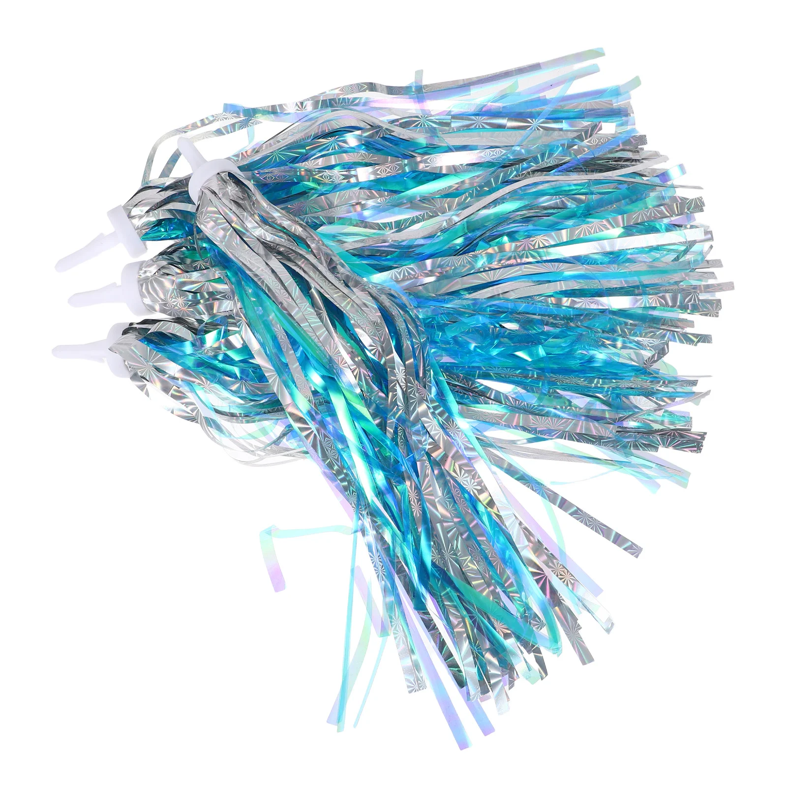 

4pcs Tassel Ribbon Streamers For Scooter Bike Handlebar Decor Green Silver Fringe Grips Clip-On Bicycle Riding Accessories