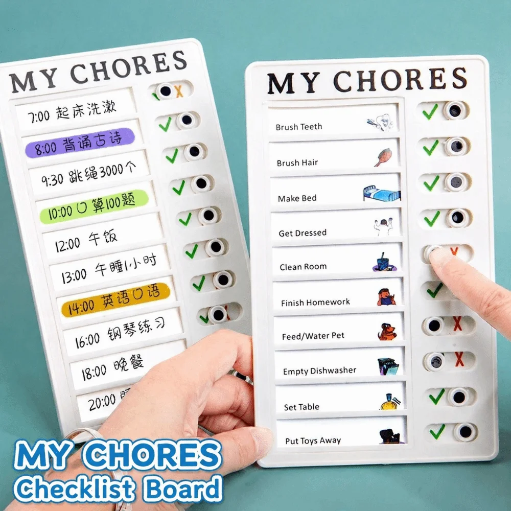 Portable Plastic Chore Chart Sliding Type Reusable To Do List Board Erasable Daily Schedule Planner Time Management