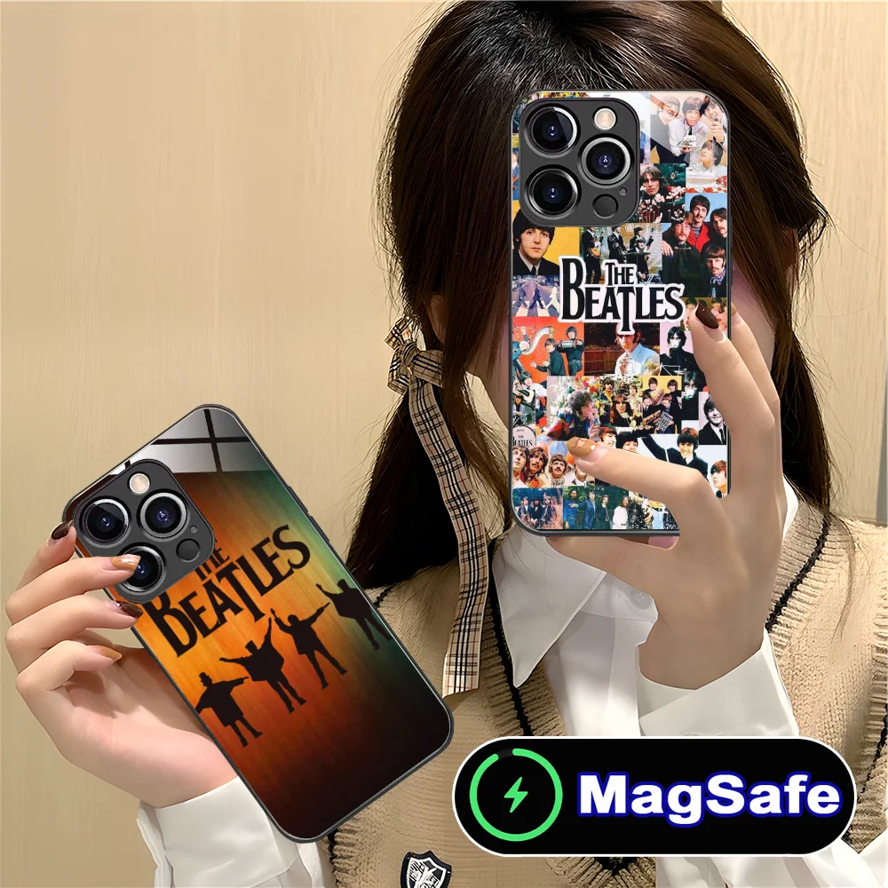 

Mobile B-Beatless Phone Case for iPhone 16 15 14 13 12 11 Pro Max Plus Mini MagSafe Wireless Charging Glass Smartphone Cellphone