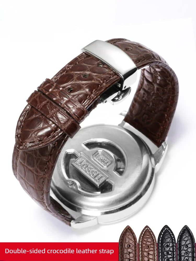 Double-sided Crocodile Leather Watch Strap for Tissot Charm Omega Longines Tenwang Seiko Leather Strap for Men and Women