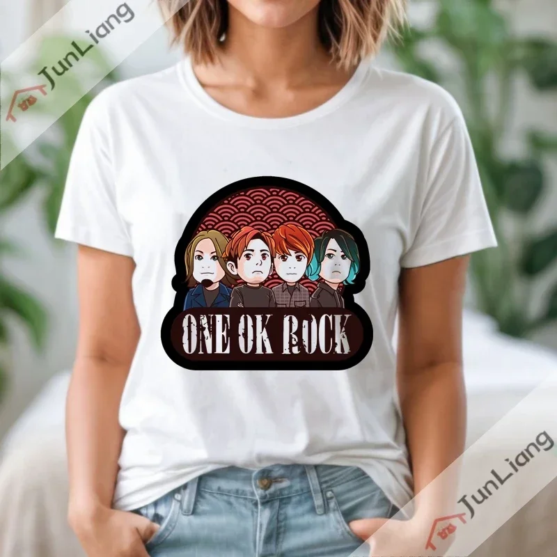 تي شيرت بأكمام قصيرة للرجال والنساء ، ملابس بياقة دائرية ، فرقة يابانية ، خمر ، كاجوال ، صخرة 1 Ok ، نقش مطبوع
