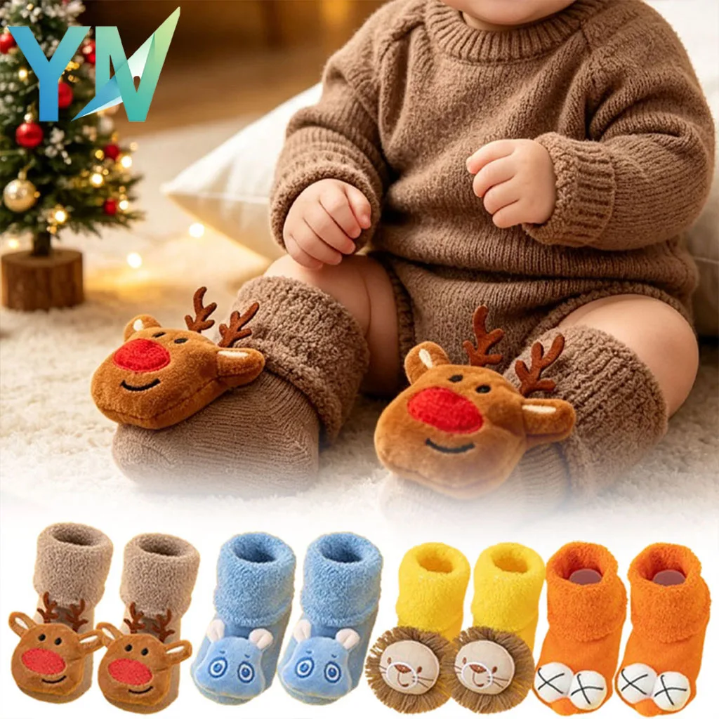 1-10Pairs Thermal Thick Terry Loop Cozy Socks with Anti Slip Dots Floor Indoor for Boys Girls Walker Fall Winter Cold Weather