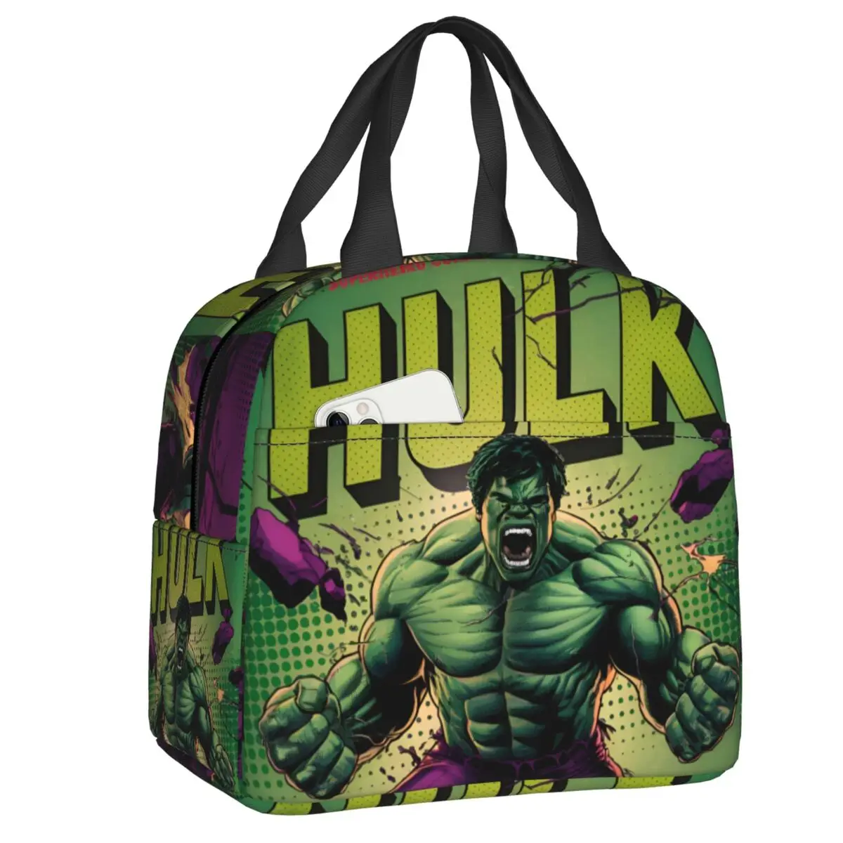 

Custom American Superhero Hulk Lunch Box Women Multifunction Thermal Cooler Food Insulated Lunch Bag Portable Picnic Tote Bags