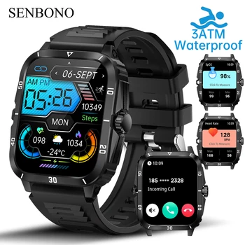 SENBONO wojskowy inteligentny zegarek mężczyźni IP68 3ATM wodoodporny Outdoor Sports opaska monitorująca aktywność fizyczną 24H monitor zdrowia Smartwatch mężczyźni 430mAh