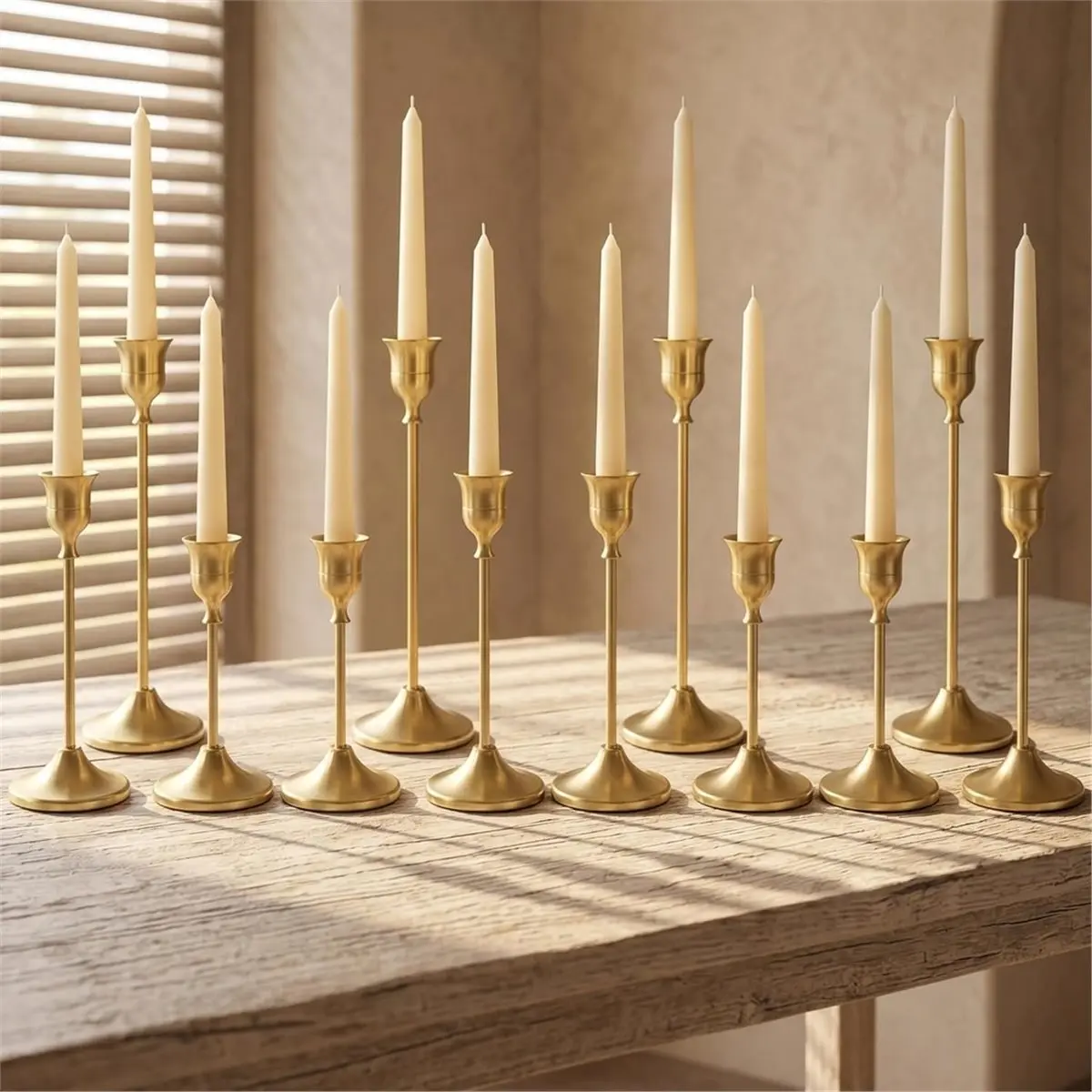 12 Pcs Gold Candlestick Holders, Vintage Metal Candle Holders Taper Candle Stands,for Wedding Tables Centerpieces Decor - view 5