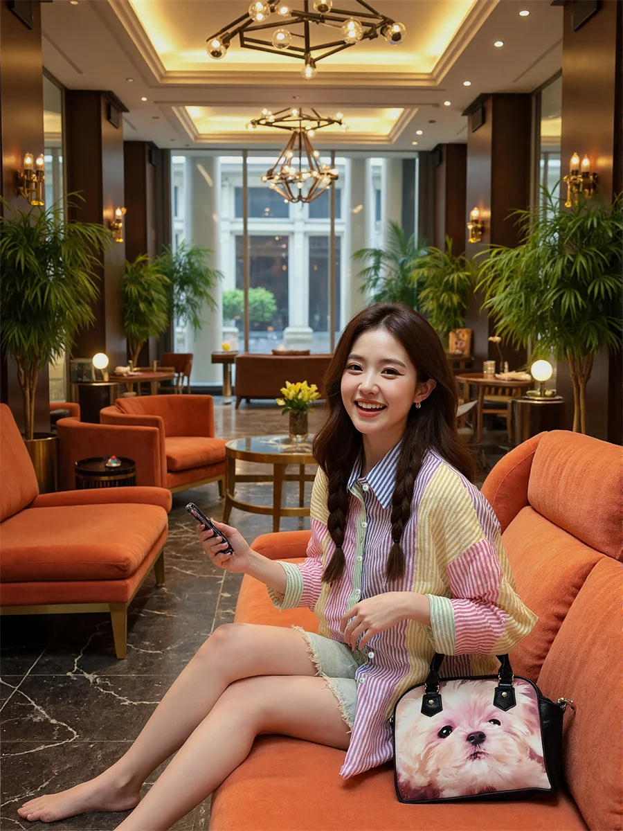 طويلة الأكمام المرأة الصيف قميص المرقعة الديكور الصالحة للأكل شجرة الفطريات الدانتيل طوق ربطة القوس فيونكة تقليم الحلو لطيف بسيط الأساسية لينة الإناث #5