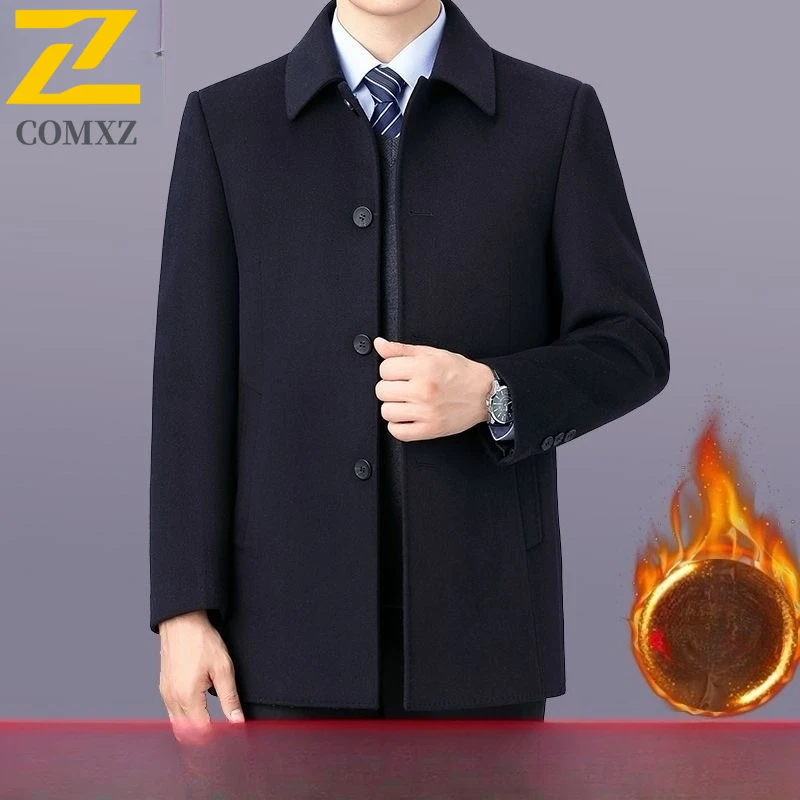 

COMXZ Men Long Sleeve Windbreaker Thicken Business Casual MidLength duck down Coat Outdoor Tactic Fleece Lining Sportwear 2025