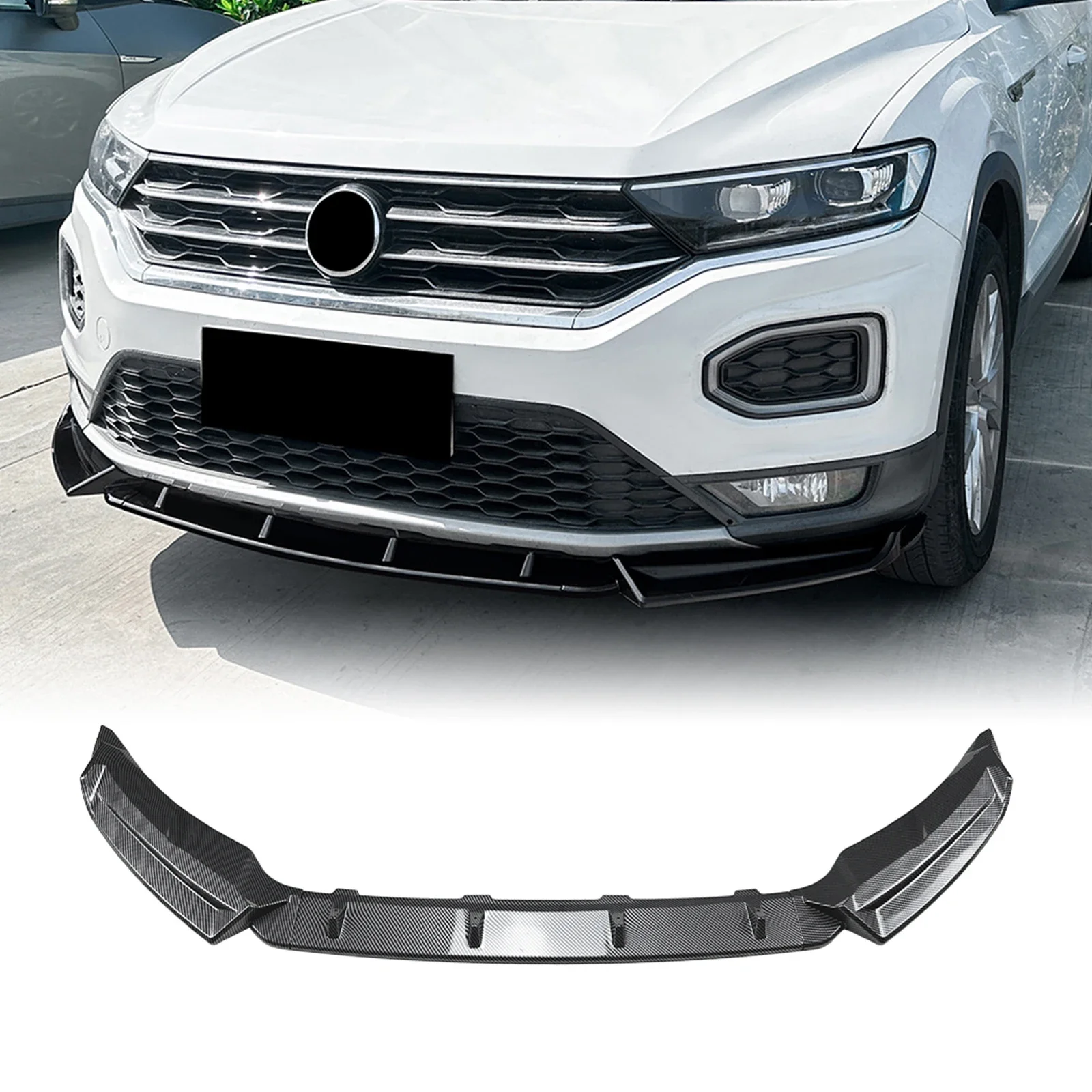 Pop For Volkswagen VW T-ROC T ROC 2018-2022 Front Bumper Spoiler Lip Carbon Fier Look/Gloss Black Lower Splitter Protector Blade