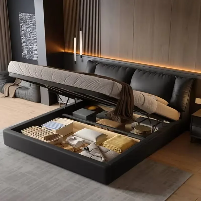 Elegant Headboard Bed Frame Platform European Style Modern Queen Bed Frame King Size Bedroom Storage Cama De Casal Furniture